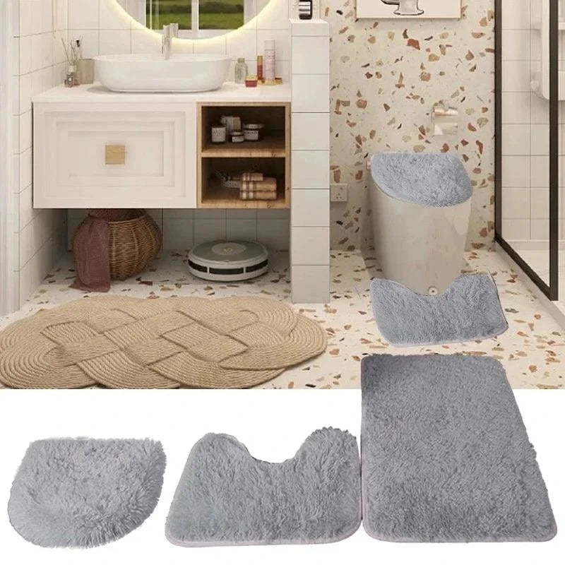 Kit de Tapetes 3 Peças Antiderrapantes de Microfibra Super Confortável