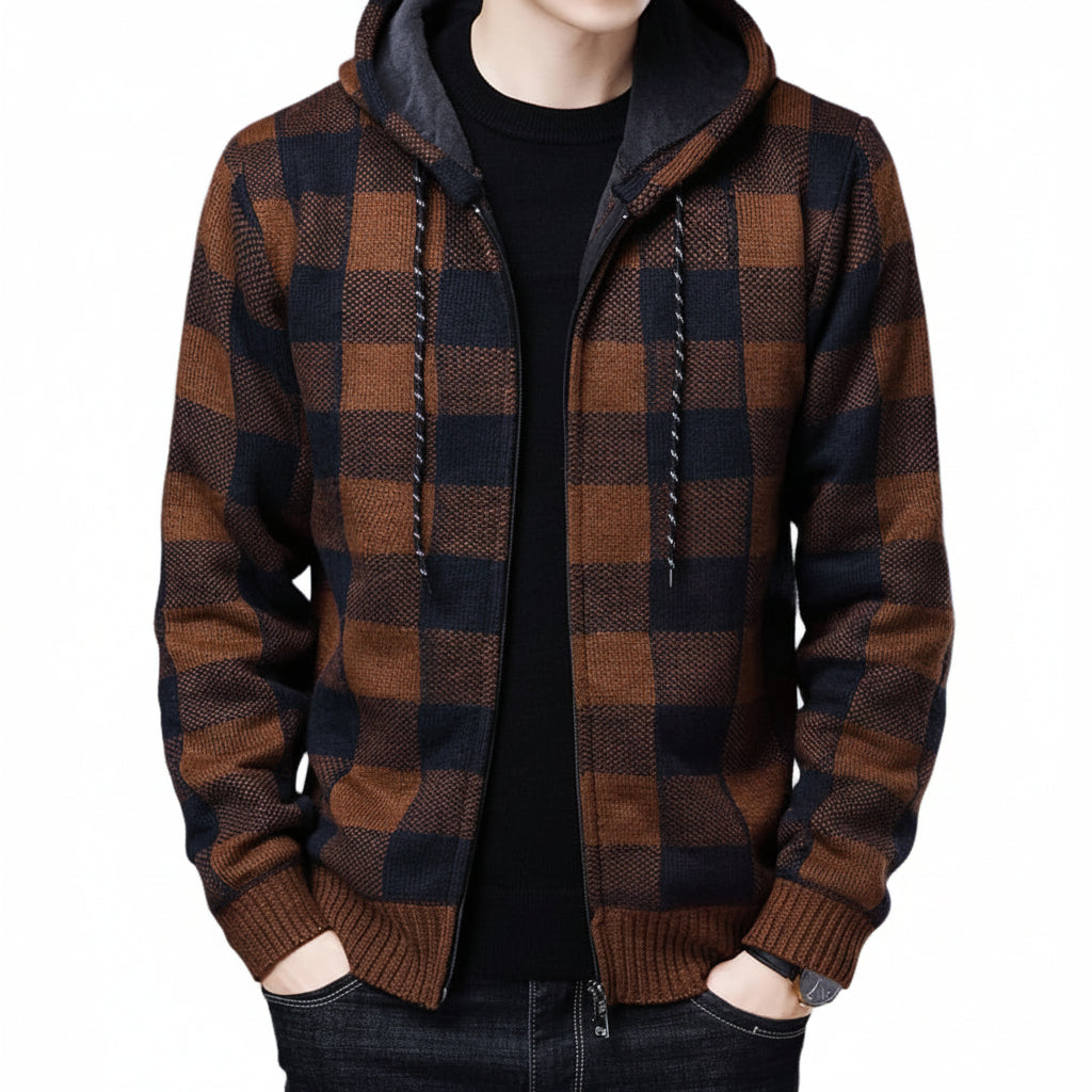 Blusa Masculina Com Capuz Flanelada Marrom / P 979