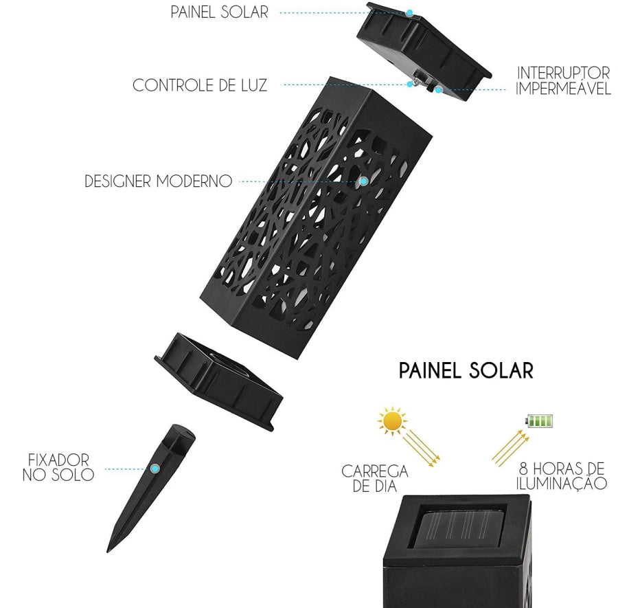 Hollow Led com Painel Solar - Super Mix Store Branco