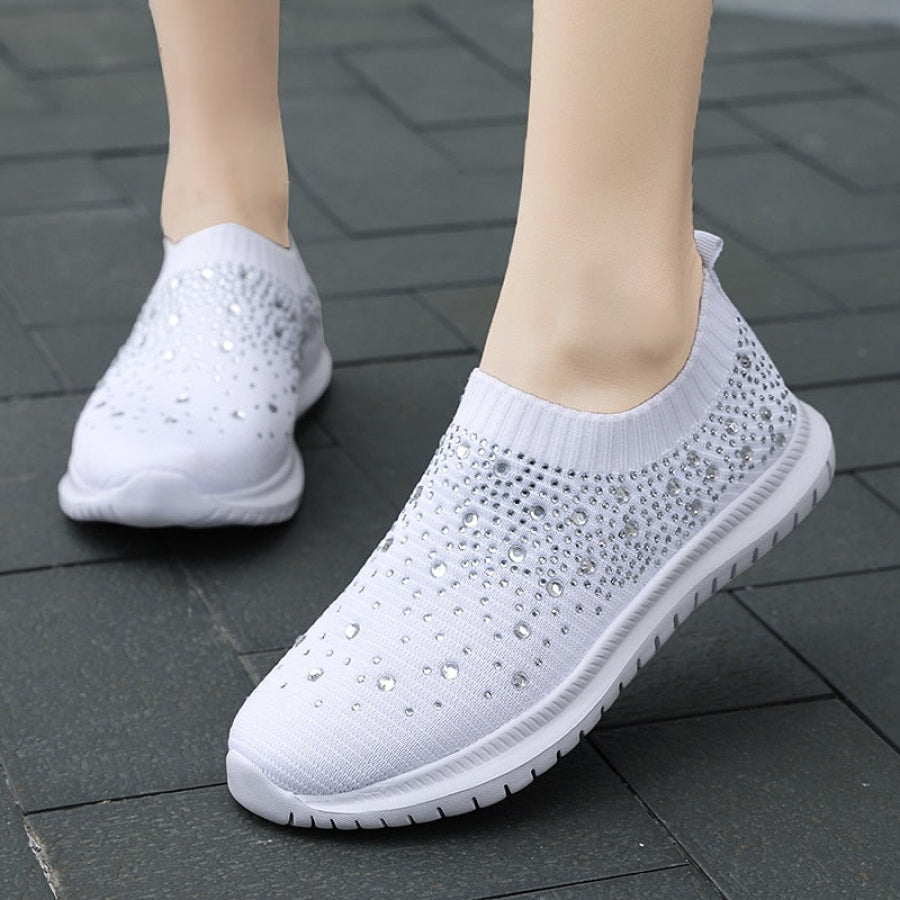 Tênis Feminino Mesh Strass Branco / 34 948
