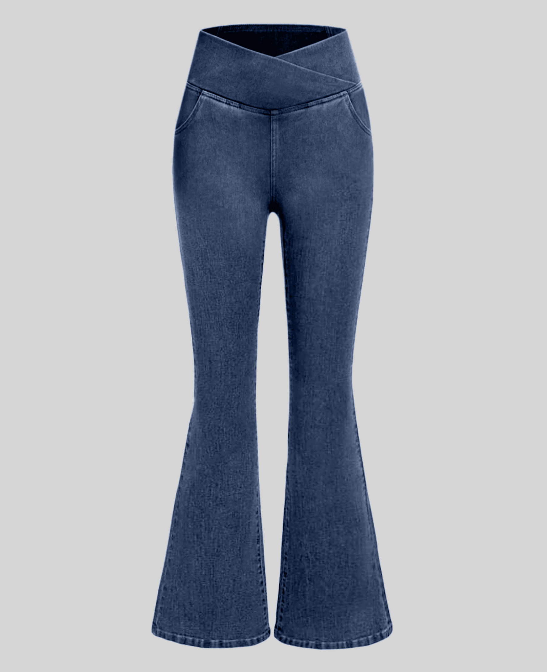 Calça Jeans de Cintura Alta Cruzada