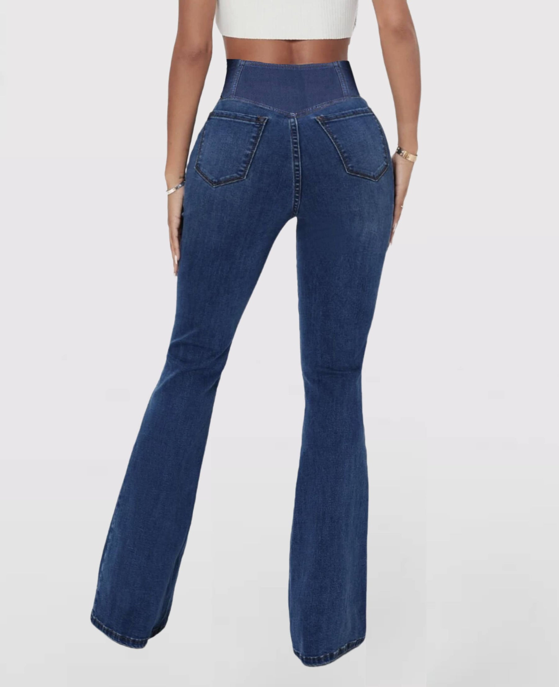 Calça Jeans de Cintura Alta Cruzada