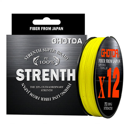 Linha de Pesca Multifilamento Ghotda Premium X12 Fios Trançados GHOTDA 100/300/500 m