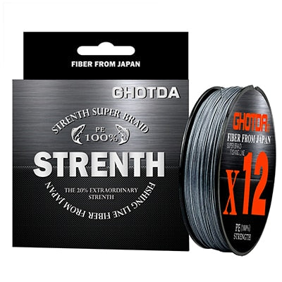 Linha de Pesca Multifilamento Ghotda Premium X12 Fios Trançados GHOTDA 100/300/500 m