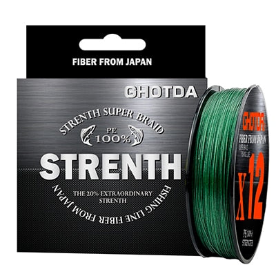 Linha de Pesca Multifilamento Ghotda Premium X12 Fios Trançados GHOTDA 100/300/500 m