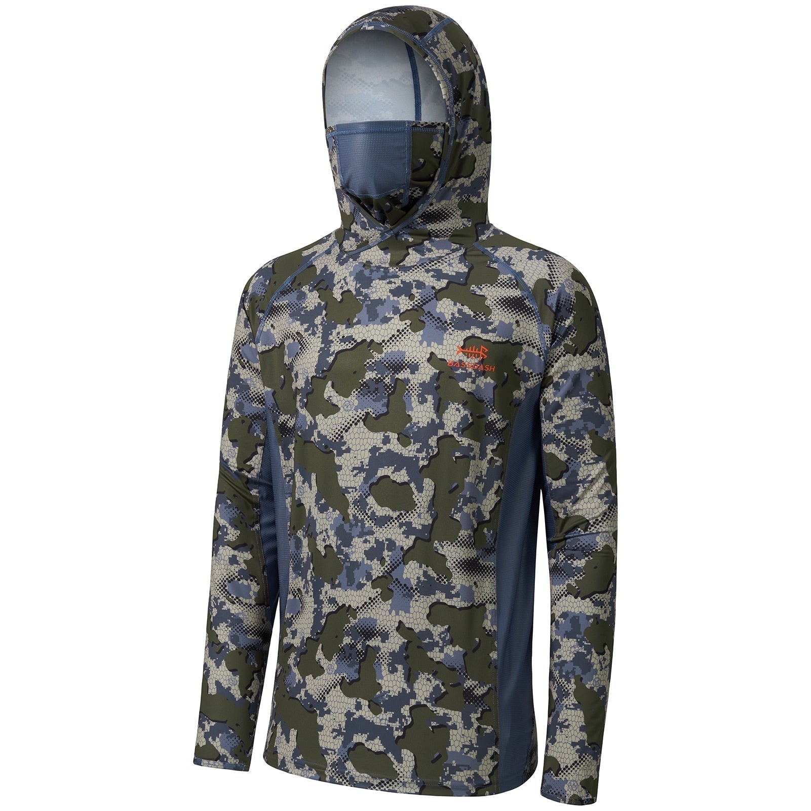 Camisa de Pesca Bassdash Camo UV50+ com Capuz e Máscara