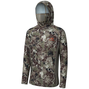 Camisa de Pesca Bassdash Camo UV50+ com Capuz e Máscara