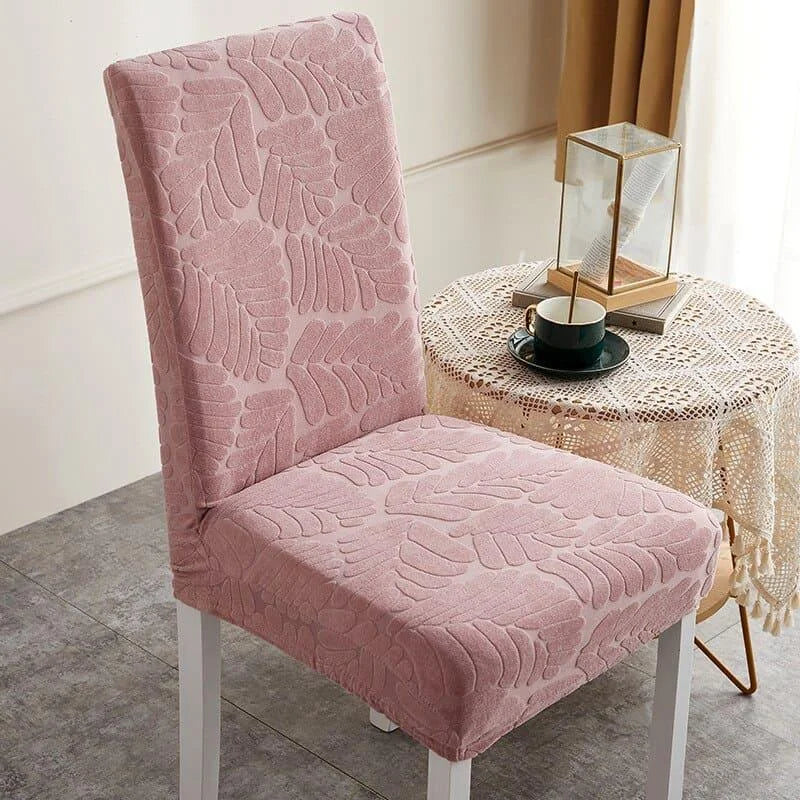 Capa Elastica Jacquard Elegance para Cadeira de Jantar na Cor Rosa