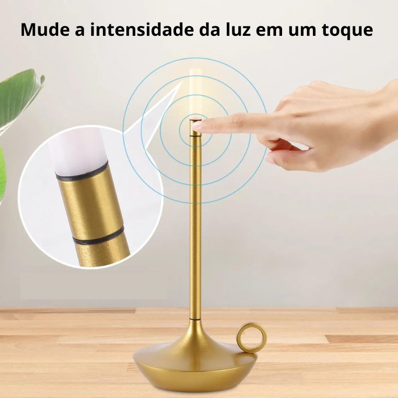 Luminária de Mesa Estilo Vela Recarregável Sem Fio