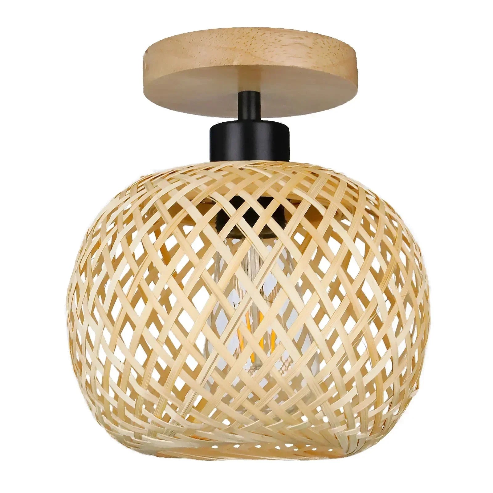 Luminária de Teto em Rattan com Fibras Naturais e Design Orgânico