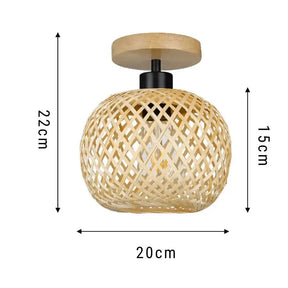 Luminária de Teto em Rattan com Fibras Naturais e Design Orgânico