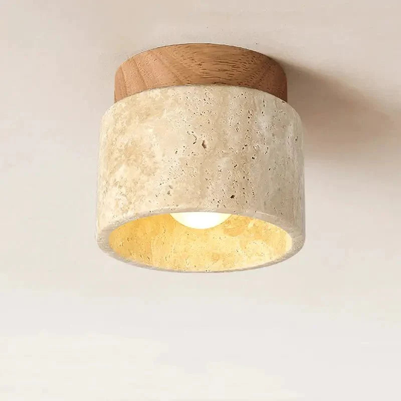 Luminária de Teto Japonesa com Base em Mármore e Design Wabi Sabi