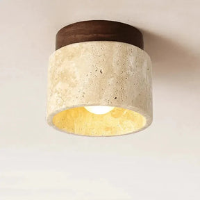 Luminária de Teto Japonesa com Base em Mármore e Design Wabi Sabi