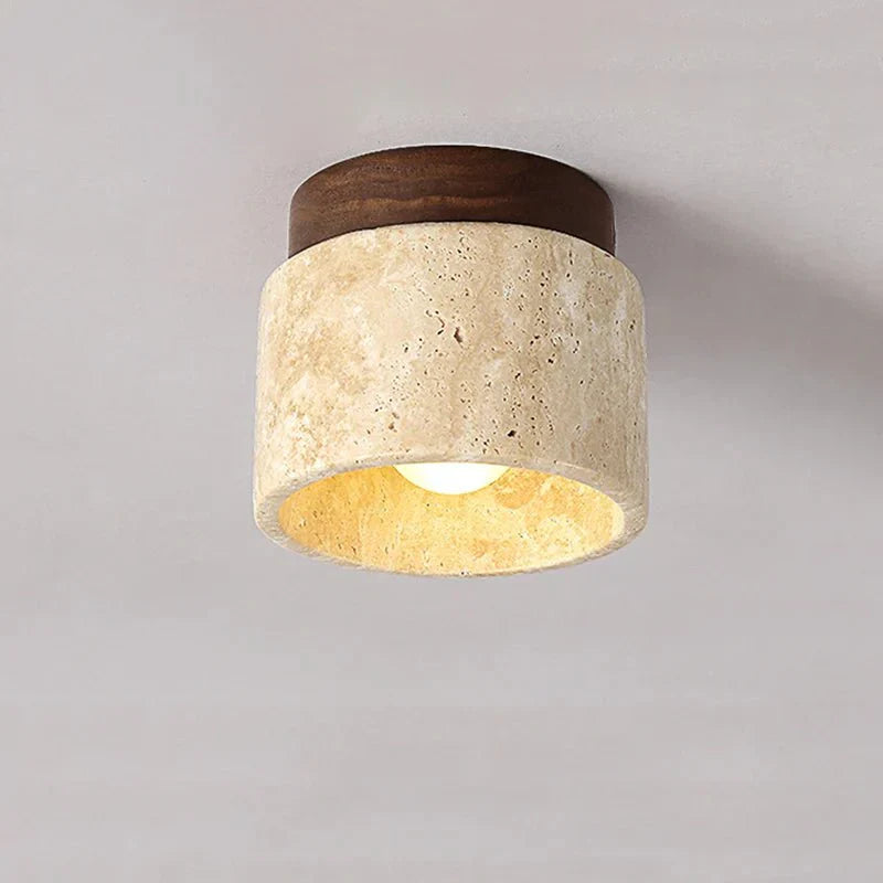 Luminária de Teto Japonesa com Base em Mármore e Design Wabi Sabi