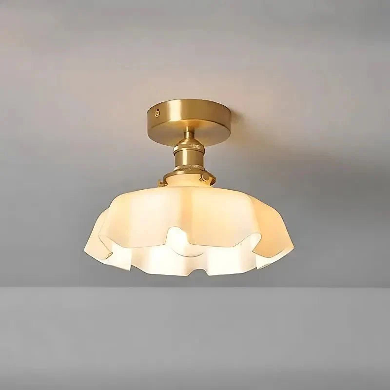 Luminária de Teto Sobrepor com Design Retrô e Cúpula de Vidro