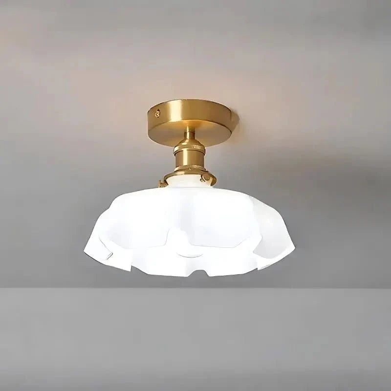 Luminária de Teto Sobrepor com Design Retrô e Cúpula de Vidro