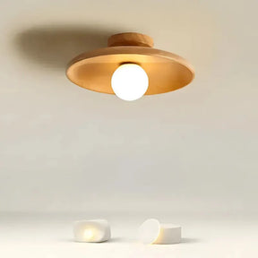 Luminária de Teto Sobrepor com Estrutura em Madeira e Design Elegante