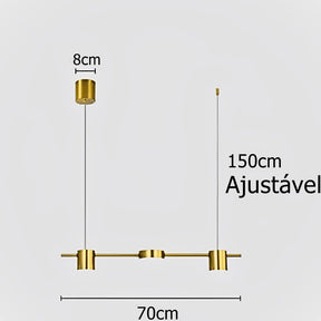 Lustre de Sala Jantar Pendente Reto (3 Lâmpadas)