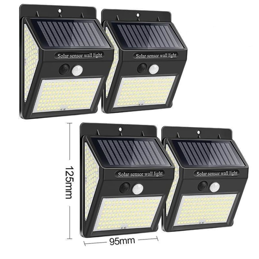 Arandela Externa Led Luz Solar Sensor De Movimento 4 Uni - 228Leds Modos 810