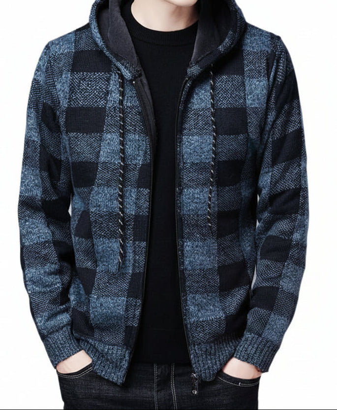 Blusa Masculina Com Capuz Flanelada Azul / P 979