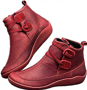 Bota Feminina Cano Curto Confortável Vermelho / 34 968