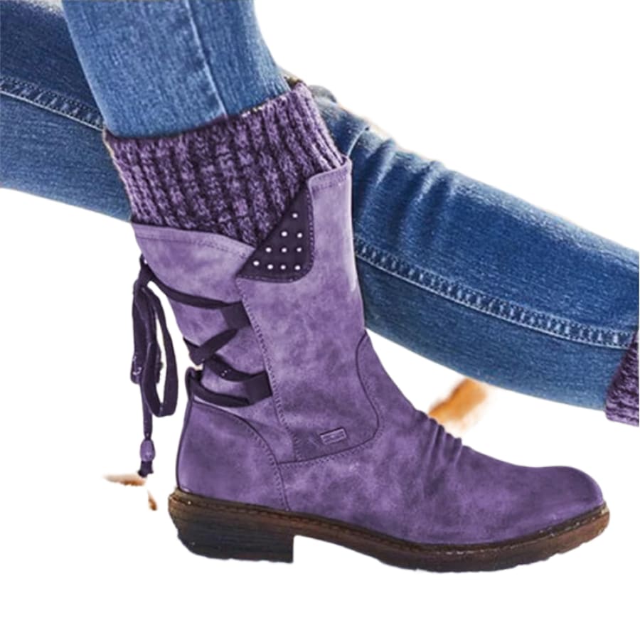 Bota Inverno Feminino Countryside Com Salto Roxo / 33 983