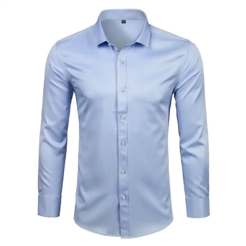 Camisa Social Lisa Conforto E Anti Amassado Azul / P 1016