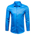 Camisa Social Lisa Conforto E Anti Amassado Azul Royal / P 1016