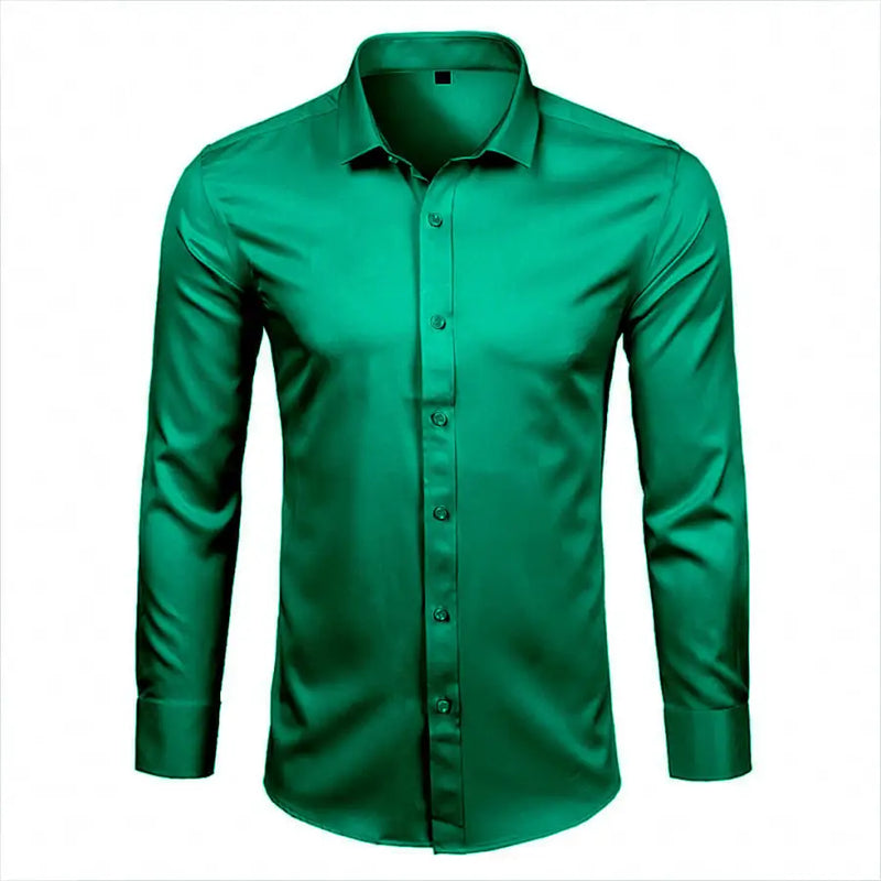 Camisa Social Lisa Conforto E Anti Amassado Verde / P 1016