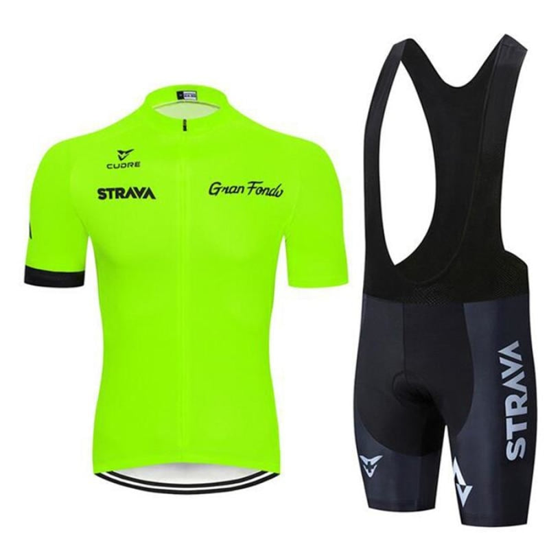 Conjunto Ciclismo Masculino Strava Camiseta Bretelle Verde / Preto S 649