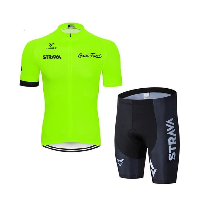 Conjunto Ciclismo Strava Masculino Camiseta Shorts Com Gel Verde / Preto S 650