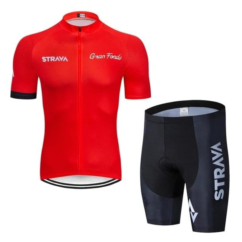 Conjunto Ciclismo Strava Masculino Camiseta Shorts Com Gel Vermelho / Preto S 650