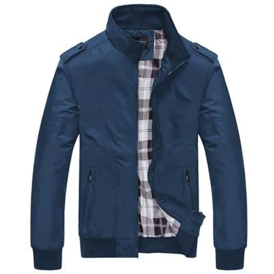 Jaqueta Casual Forro Xadrez Bomber Azul / P 686