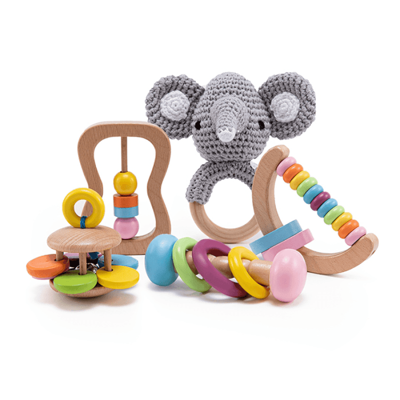 Kit De Brinquedos Madeira Para Bebês Elefante 797