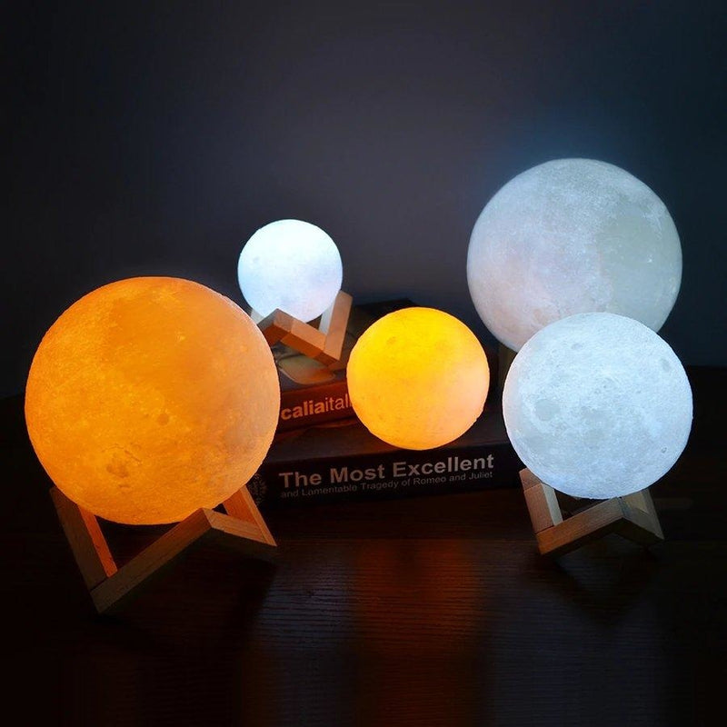 Luminária Decorativa Abajur Lua Cheia 3d 16 Cores - Super Mix Store 8 cm