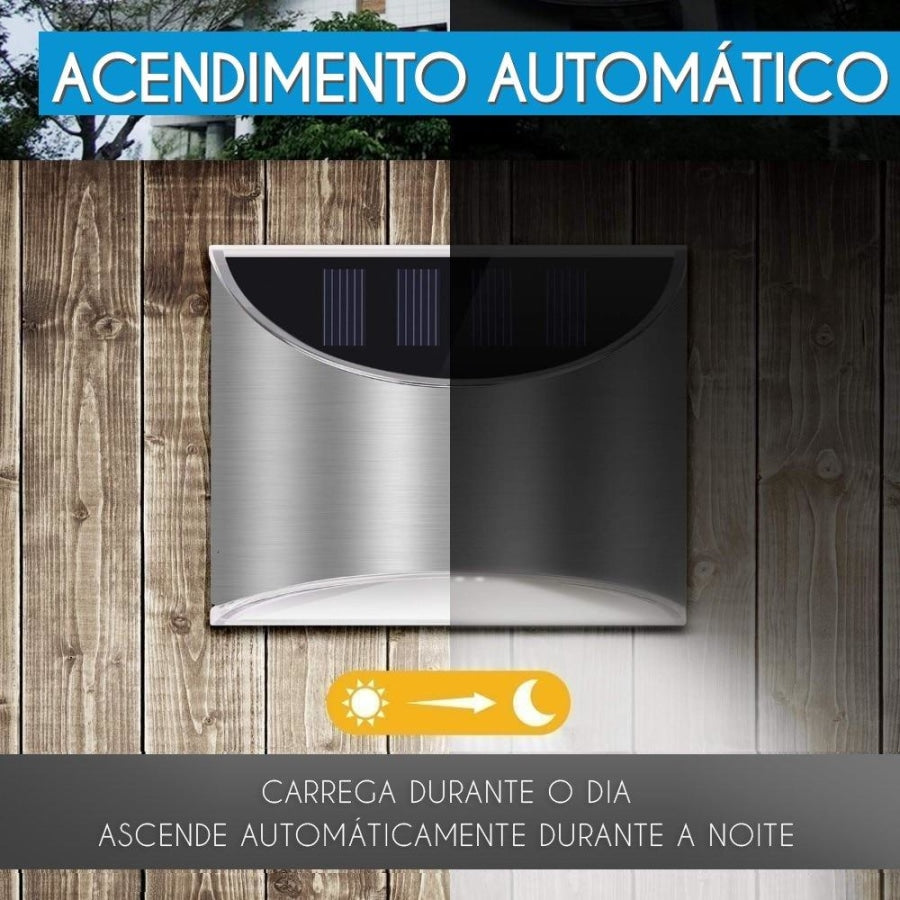 Wall Led com Painel Solar e Sensor de Movimento- 2 Unidades - Super Mix Store Branco Quente