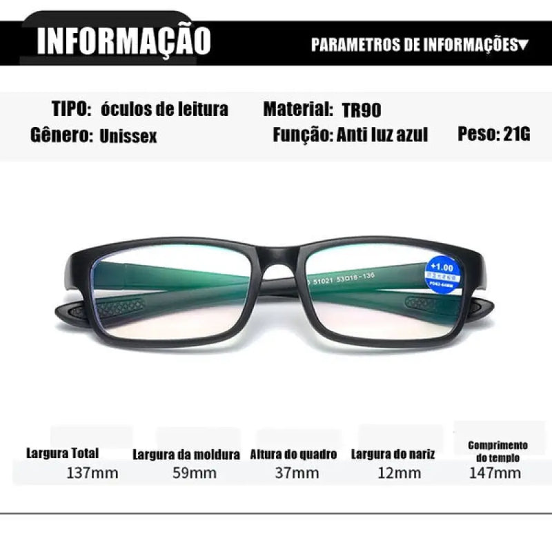 Óculos Inteligente Anti Luz Azul - Compre 01 Leve 02 1038