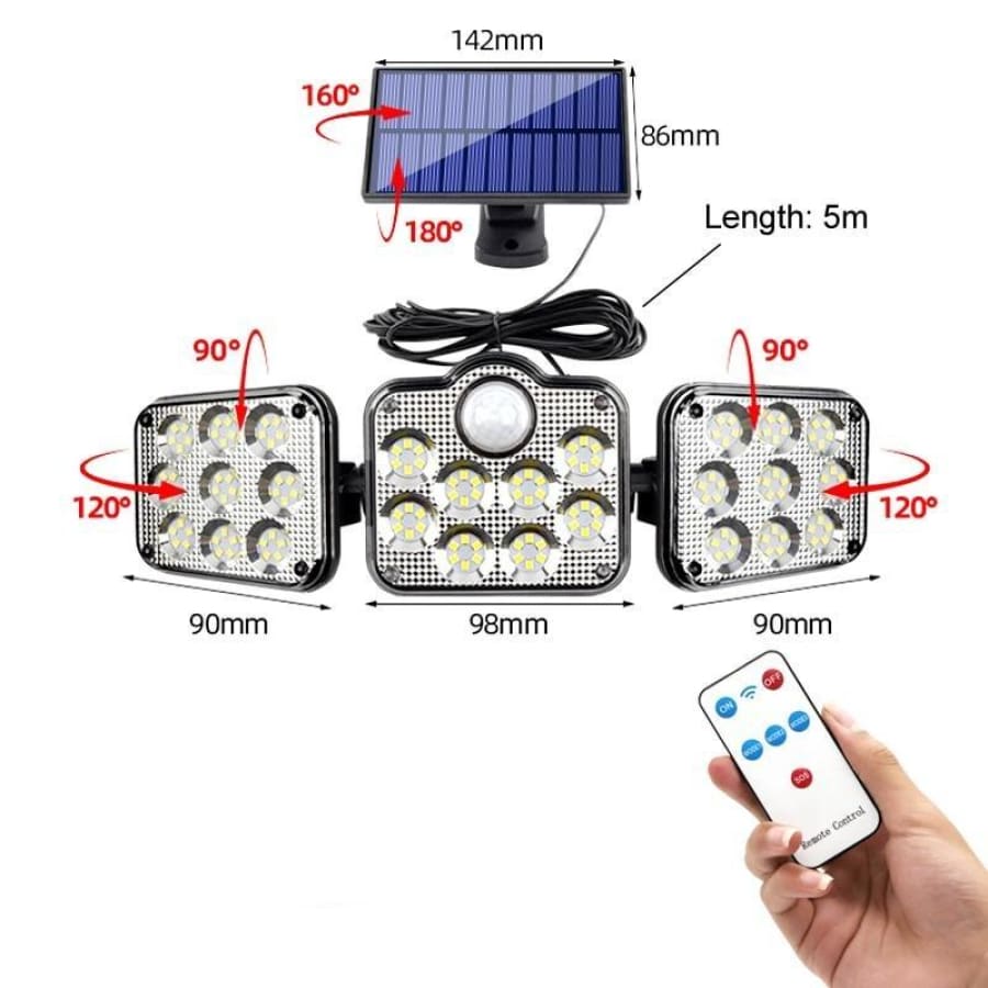 Refletor De Led Energia Solar 3 Painéis Separado-138 809