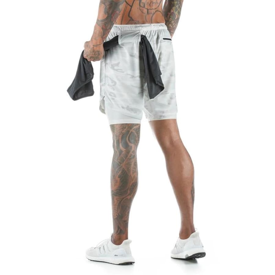 Shorts 2 Em 1 Esporte Air Effect Branco Camuflado / M 673