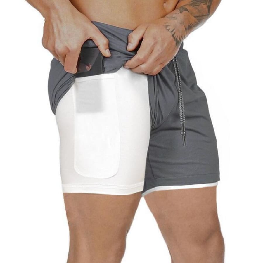 Shorts 2 Em 1 Esporte Air Effect Cinza Escuro / M 673