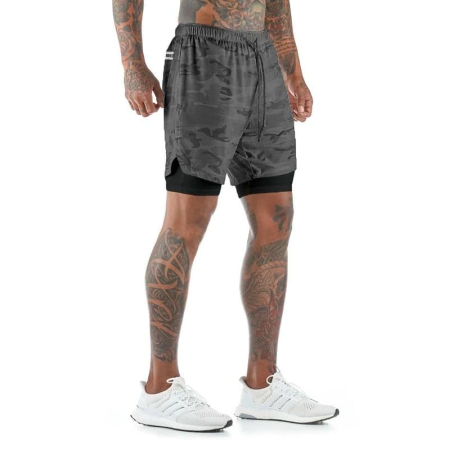 Shorts 2 Em 1 Esporte Air Effect Preto Camuflado / M 673