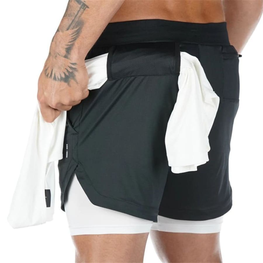 Shorts 2 Em 1 Esporte Air Effect Preto Modelo 4 / M 673