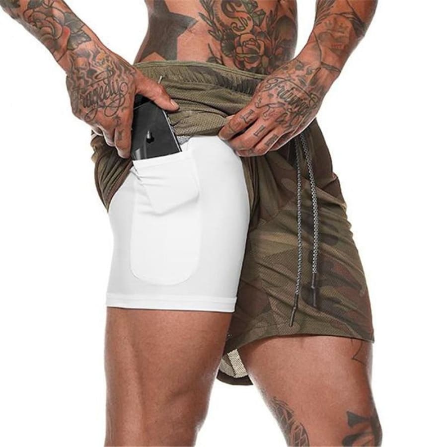 Shorts 2 Em 1 Esporte Air Effect Verde Camuflado / M 673