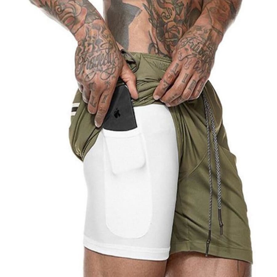 Shorts 2 Em 1 Esporte Air Effect Verde Exército / M 673