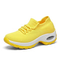 Tênis Esportivo Feminino Knit Confortável Amarelo / 34 946