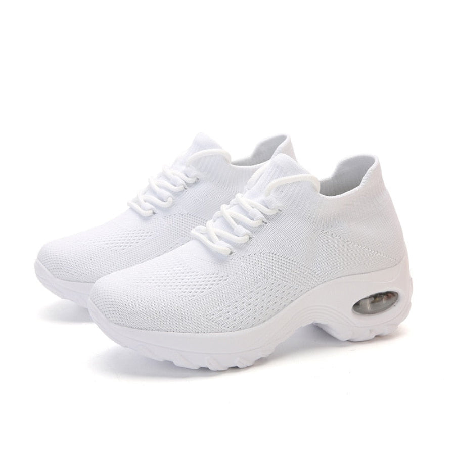 Tênis Esportivo Feminino Knit Confortável Branco / 34 946