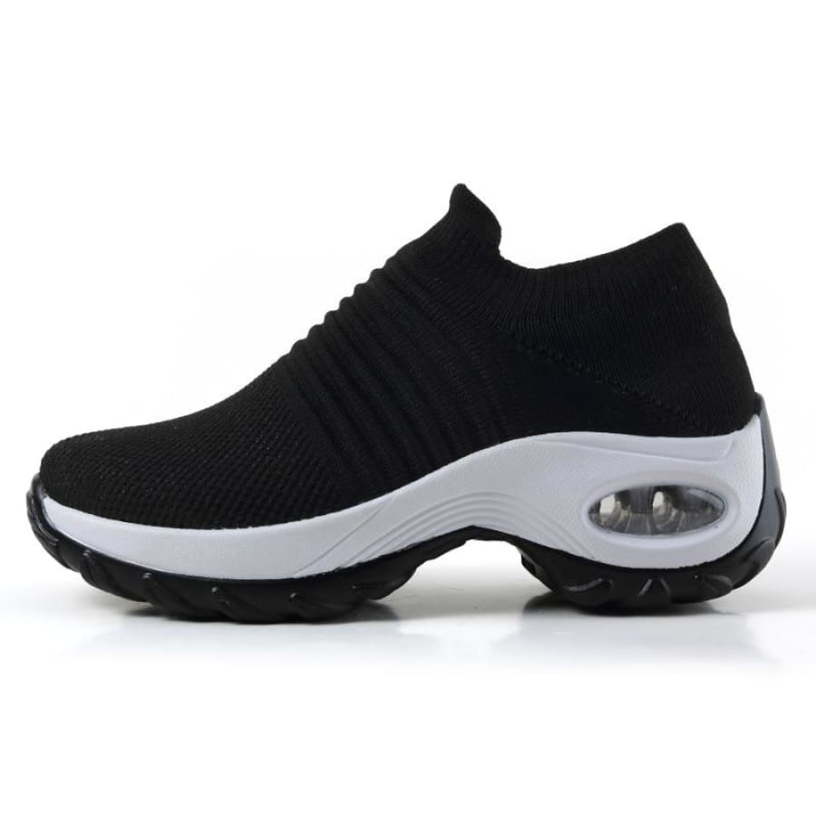 Tênis Esportivo Para Caminhada Confort Preto E Branco / 35 703