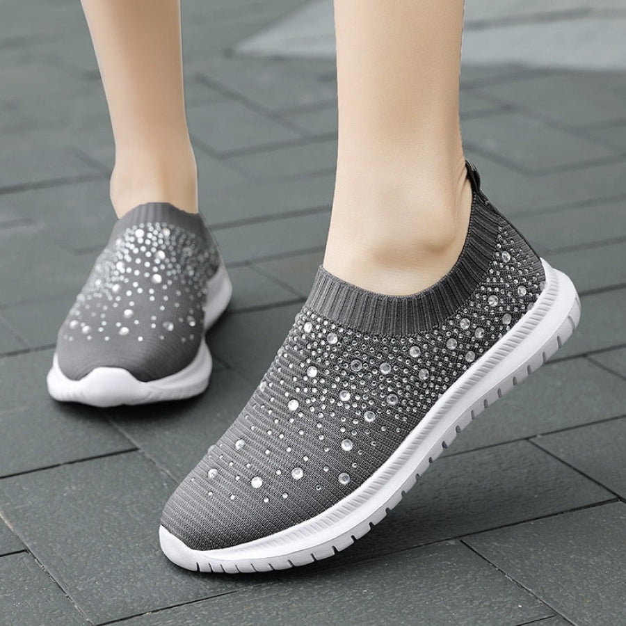 Tênis Feminino Mesh Strass Cinza / 34 948