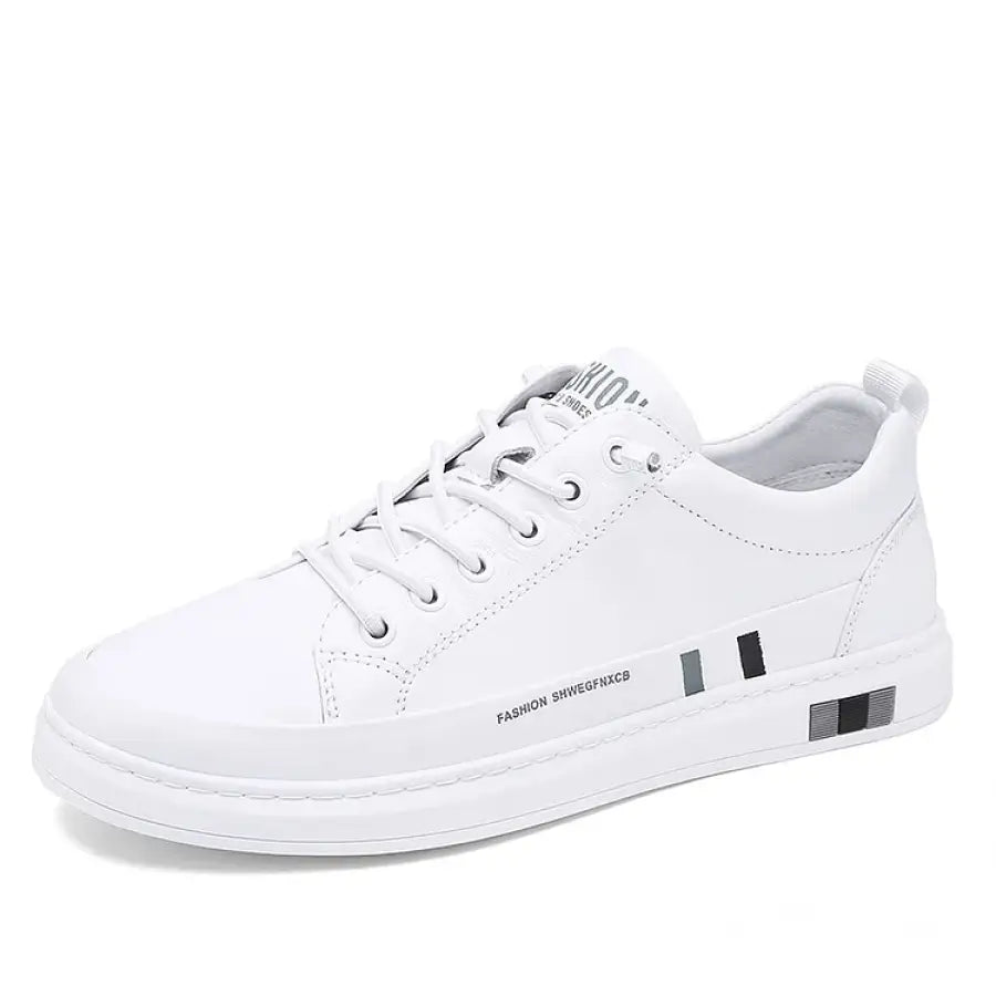 Tênis Masculino De Couro Flat Branco / 37 1031