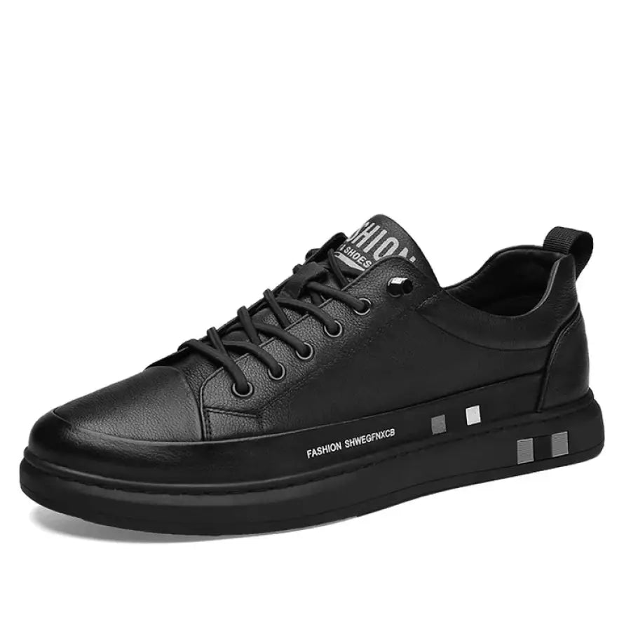 Tênis Masculino De Couro Flat Preto / 37 1031